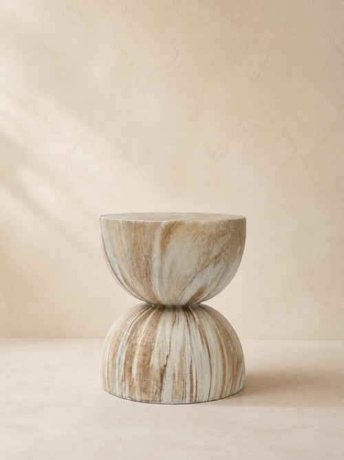Mesa Lateral Fibra de Vidro Bege - 45x39cm