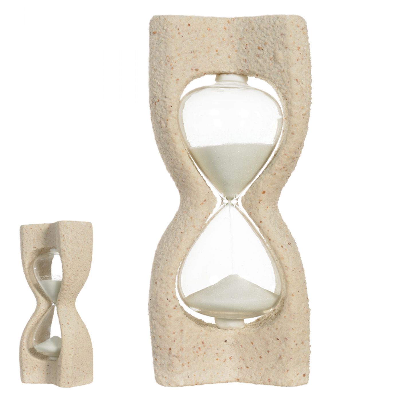 Ampulheta Decorativa Bege Branco – 14 Minutos – 22,7 x 10 x 7 cm