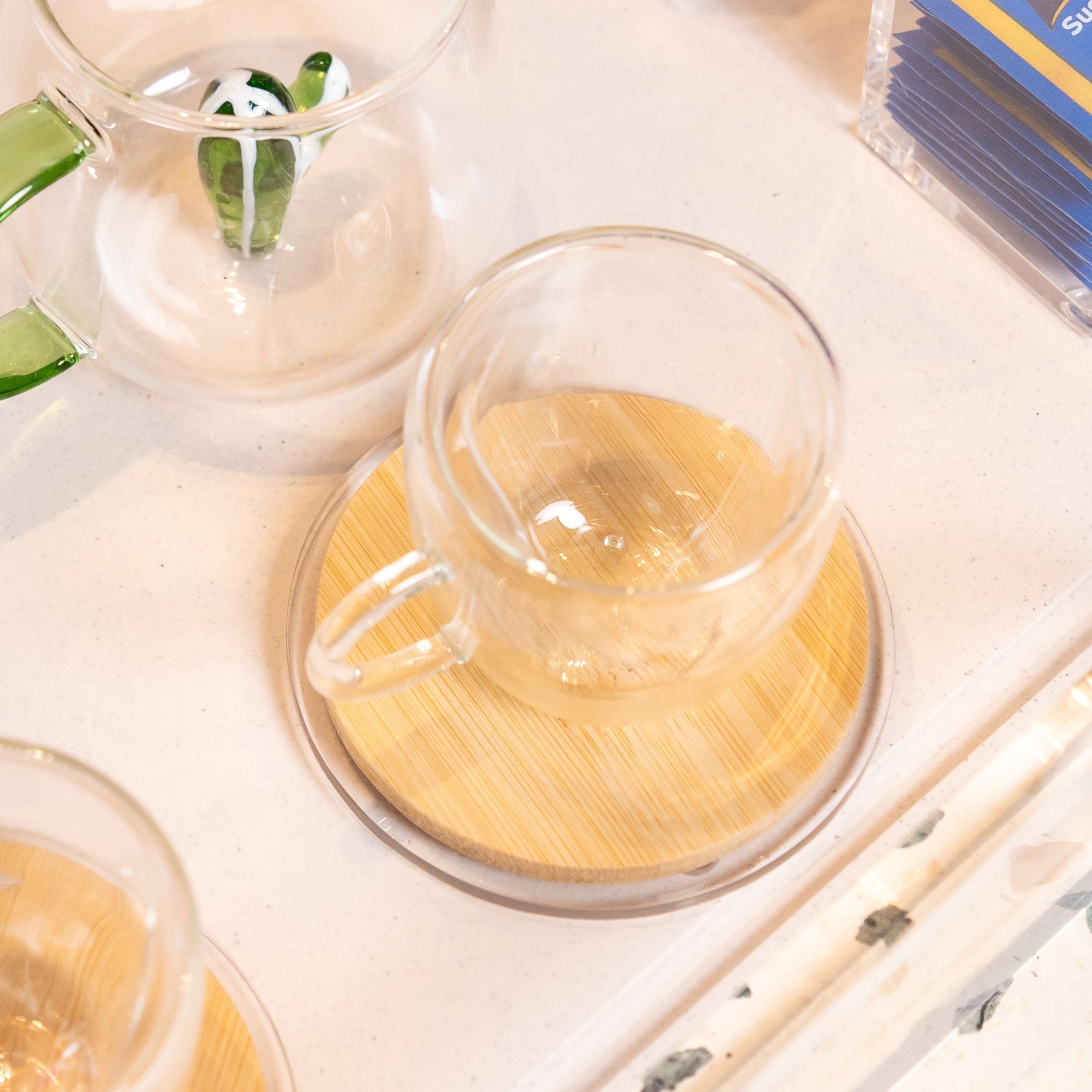 Porta Copos em Acrílico e Bambu - 10cm