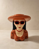 Vaso Mulher de Chapéu Cerâmica - 22cm