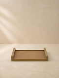 Bandeja Decorativa Metal e PU Dourada