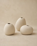 Kit Minivasos Cerâmica Off White com 3 Peças - 11cm