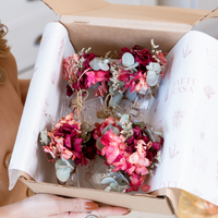 Box Porta Guardanapo Acrílico + Arranjo Rosa (6 Peças)
