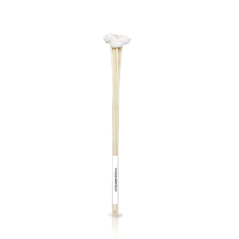 8 Varetas Difusoras Acqua Aroma em Rattan Natural com Flor em Cerâmica - 25cm