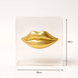 Caixa Acrílica Boca Dourada - 20x20cm