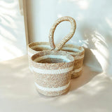 Porta-talheres redondo com palha natural