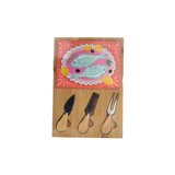 Conjunto para Queijos com Tábua em Cerâmica Peixes (4 Peças)