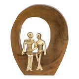 Escultura de Madeira "Amantes" - 24 x 20 x 5,5 cm