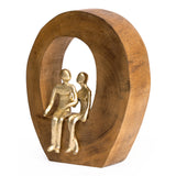 Escultura de Madeira "Amantes" - 24 x 20 x 5,5 cm