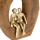 Escultura de Madeira "Amantes" - 24 x 20 x 5,5 cm