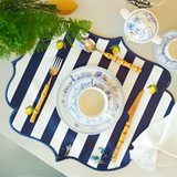 Lugar Americano Impermeável Citrus (Limão com Listras Azul-Marinho) - 48x38cm