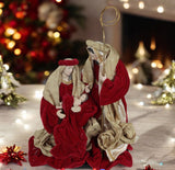 Escultura Religiosa de Natal com 3 Figuras - Vermelho e Dourado - 25 cm