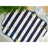 Lugar Americano Impermeável Citrus (Limão com Listras Azul-Marinho) - 48x38cm