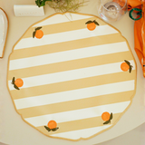 Lugar Americano Redondo Impermeável Citrus (Laranja com Listras Bege) - 38cm