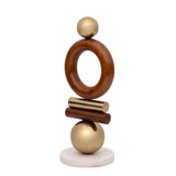 Escultura em Madeira e Metal - 33,5 x 13,5 x 12,5 cm