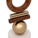 Escultura em Madeira e Metal - 33,5 x 13,5 x 12,5 cm