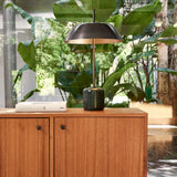 Luminária Cogumelo Preta Mármore - 60 x 36 cm