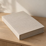 CAIXA LIVRO MDF E LINHO - OFF WHITE