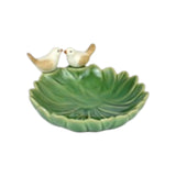 Petisqueira Redonda Folha Verde Com Pássaros – 15,5 x 15,5 x 3,5 cm