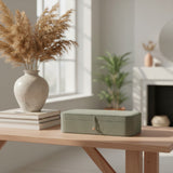 Caixa Decorativa Aveludada Cinza - 6,5 x 27 x 13 cm