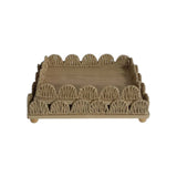 Bandeja Decorativa em Madeira (Retangular com Detalhe em Fibra Natural) - 40 × 30 × 8,5 cm