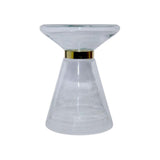 Mesa Lateral em Vidro (Formato Cone com Detalhe em Metal) - 36 × 36 × 46 cm