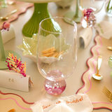 Taça Água Base Esfera Bubble Glass Rosa - 540 ml