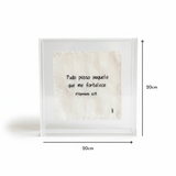 Caixa Acrílica c/ Linho Frase 'Tudo posso naquele que me fortalece' - 20x20cm