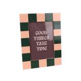 Porta-Retrato Decorativo em Madeira com Estampa Xadrez - 15 × 1,8 × 20 cm