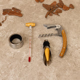 Conjunto para Vinho em Aço Inox com Cabo Amadeirado – 4 Peças + Caixa