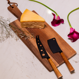 Jogo de Facas para Queijo c/ Tábua de Madeira Acácia - 3 Peças