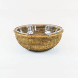 Bowl de Vidro Maya c/ Suporte em Rattan - 28x11cm