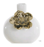 Vaso Decorativo em Cerâmica (Branco e Dourado) – 10cm x 11,5cm