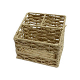 Porta-Talheres em Palha Natural (Formato Quadrado) - 18 × 14 × 16 cm