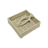 Porta-Guardanapo em Palha Natural (Formato Quadrado) - 18 × 18 × 6 cm