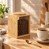 POTE VIDRO TAMPA BAMBU - 15X12CM