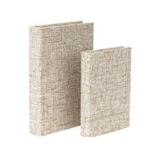 CAIXA LIVRO MDF E LINHO - OFF WHITE