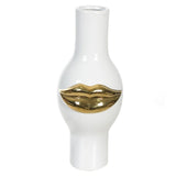 Vaso Decorativo Branco c/ Detalhes Dourados – 25,8 x 12,2 cm