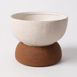 Centro de Mesa em Cerâmica – Bege/Marrom – 18,5 x 25 cm
