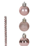 Conjunto de Bolas Natal Mistas - Rosa Claro 4 cm (15 Unidades)