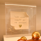 Caixa Acrílica c/ Relicário Decorativo Frase 