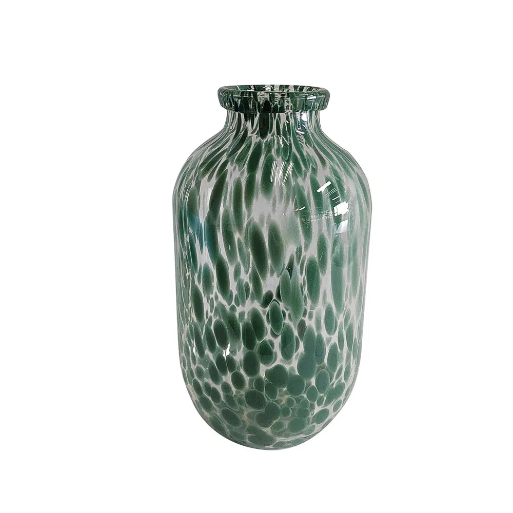 Vaso de Vidro c/ Manchas Verdes Carolina - 35cm