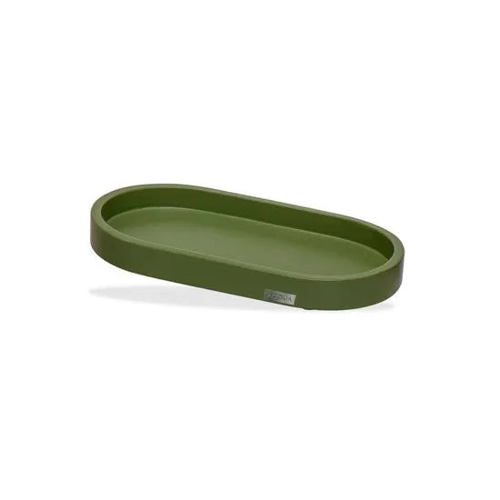 Bandeja Decorativa Acqua Aroma Oval Folhas Verdes 21,5x11,5cm