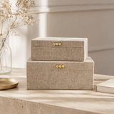 CAIXA DECORATIVA VELUDO NUDE - 0,30X0,20CM