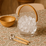 Bowl Vidro com Alça Rattan - 25cm