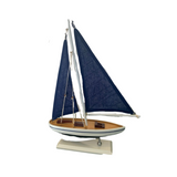 Barco Decorativo de Madeira - Branco e Azul