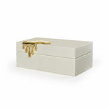 Caixa Decorativa em Madeira com Revestimento em Tecido Bege – 22cm