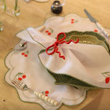 Jogo Americano Bordado Cerejas + Guardanapo (12 Peças)