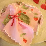 Jogo Americano Rosa Bordado Morangos + Guardanapo (12 Peças)