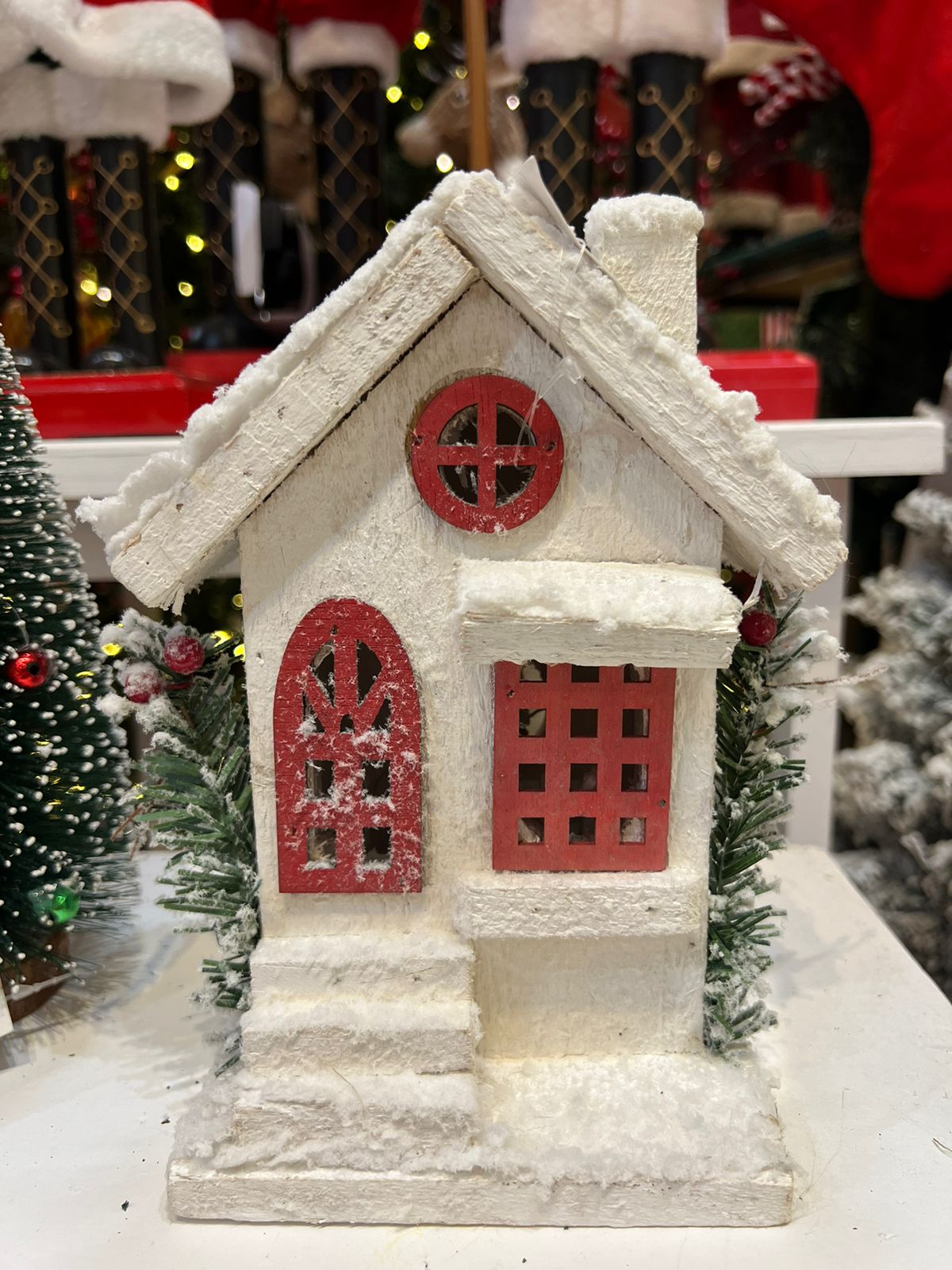 Casa Decorativa Branca de Natal Led